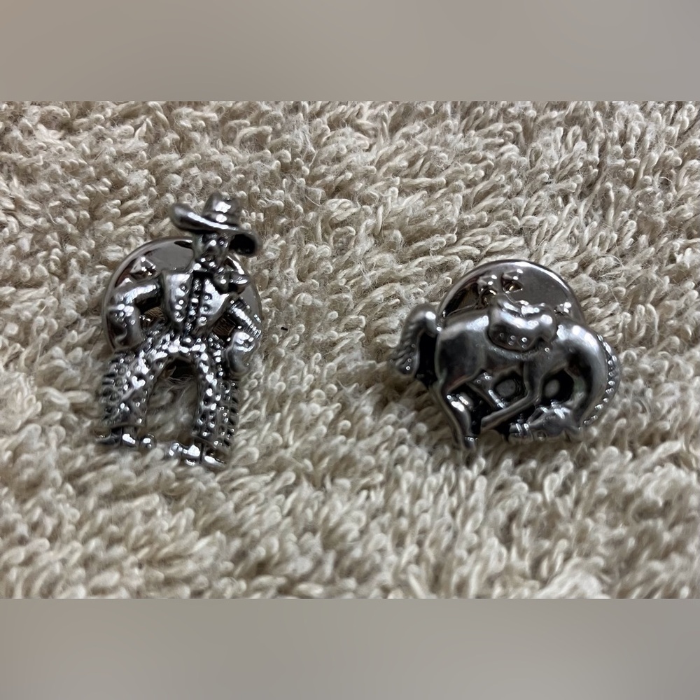 Silver Color Western Cowboy and Horse Pins